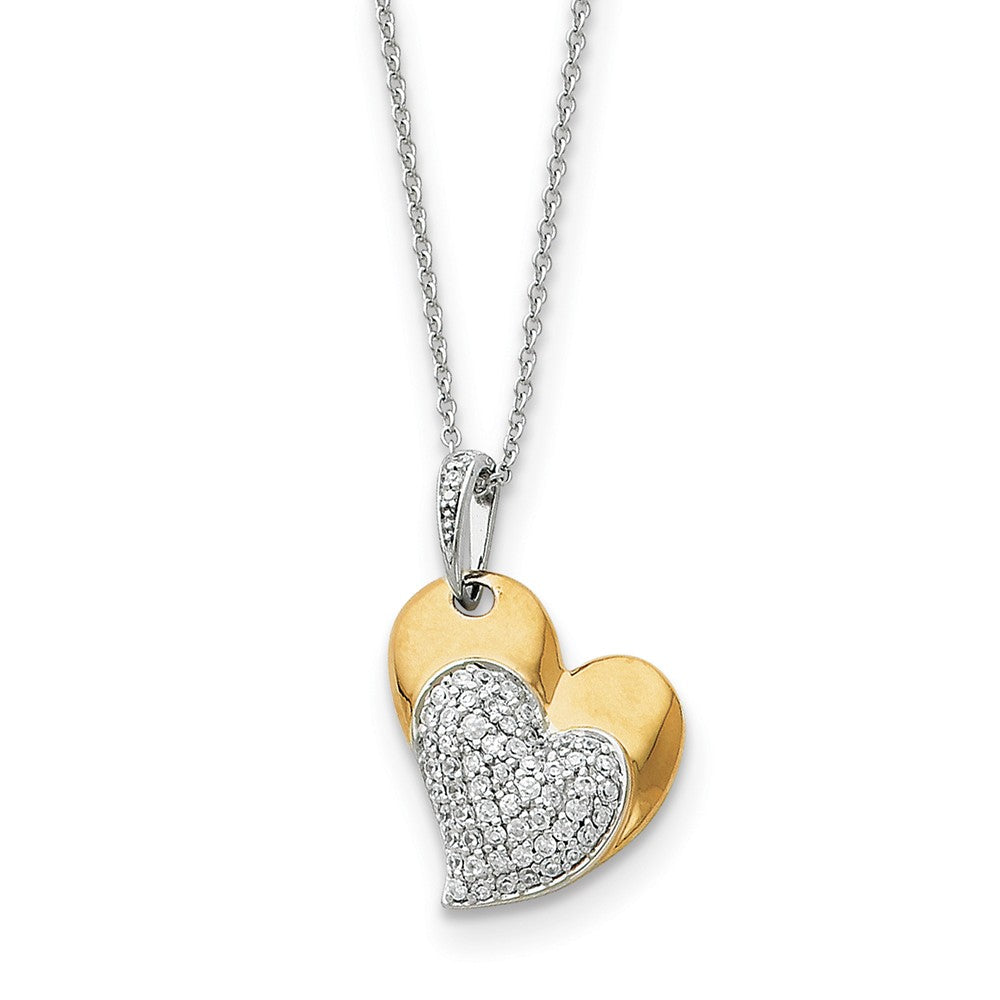 Sterling Silver, Gold Tone &amp; CZ Blessed Beyond Measure Heart Necklace, Item N8734 by The Black Bow Jewelry Co.