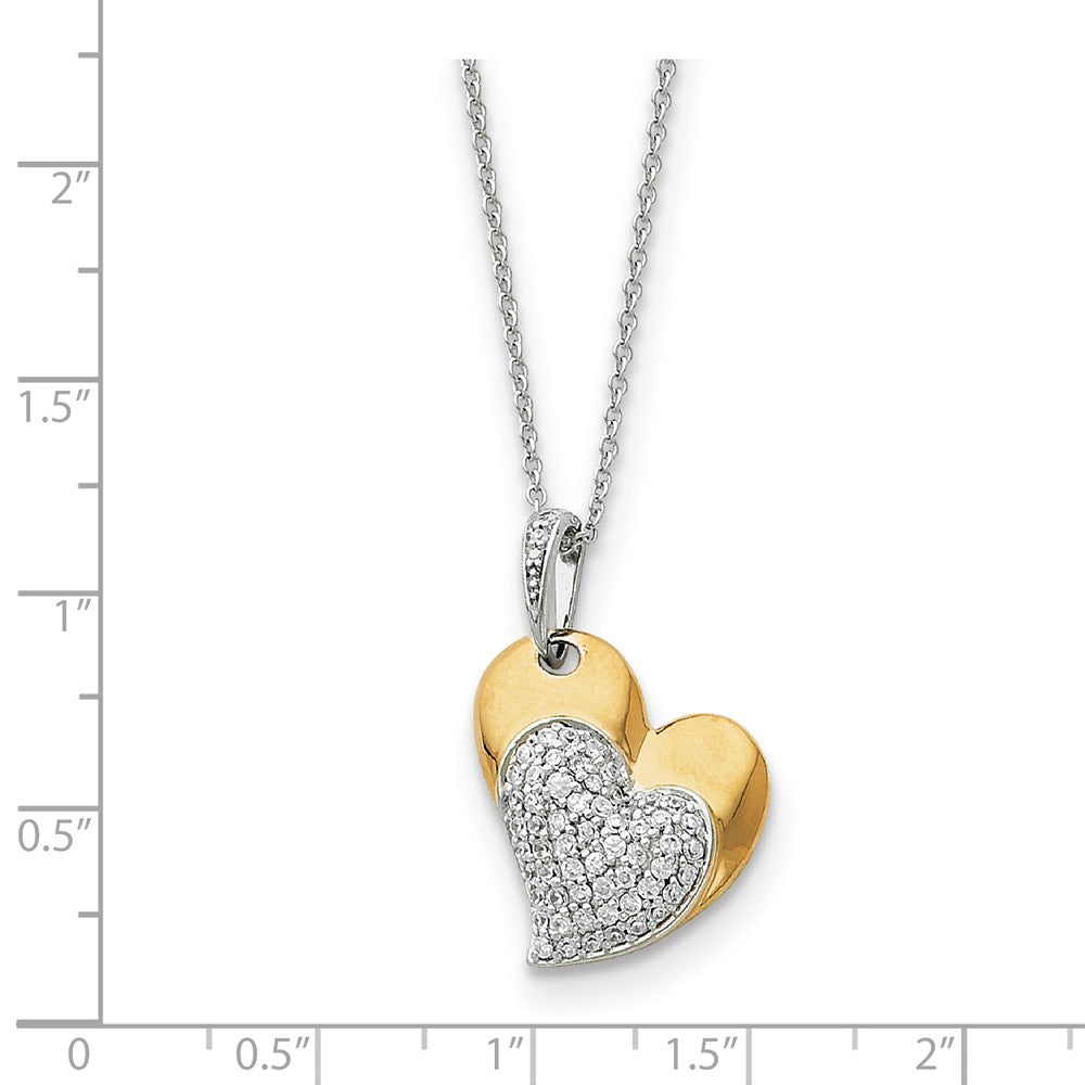 Alternate view of the Sterling Silver, Gold Tone &amp; CZ Blessed Beyond Measure Heart Necklace by The Black Bow Jewelry Co.