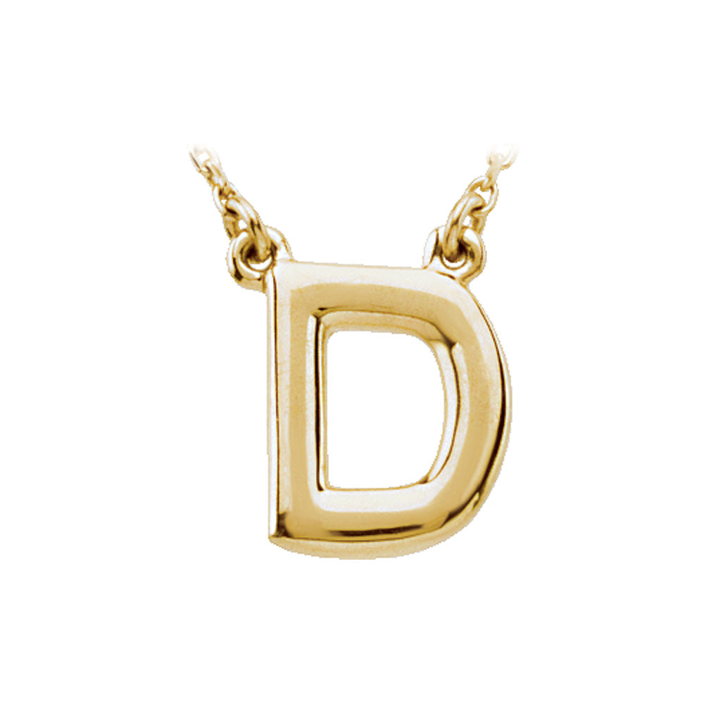 14K Yellow Gold, Kendall Collection, Block Initial D Necklace, 16 Inch, Item N8894-D by The Black Bow Jewelry Co.