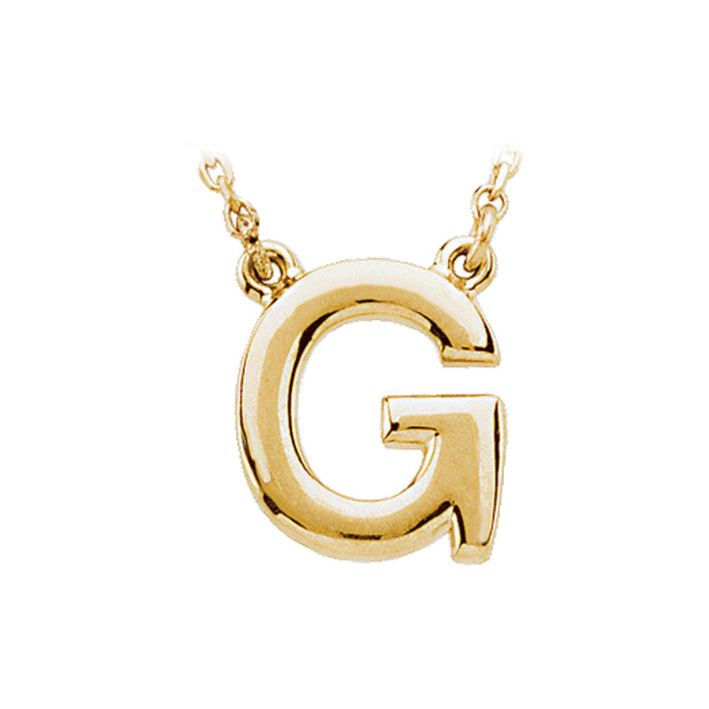 14K Yellow Gold, Kendall Collection, Block Initial G Necklace, 16 Inch, Item N8894-G by The Black Bow Jewelry Co.
