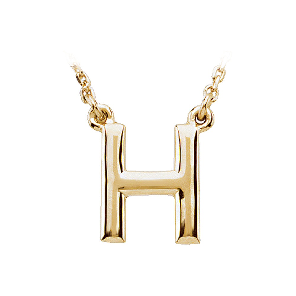 14K Yellow Gold, Kendall Collection, Block Initial H Necklace, 16 Inch, Item N8894-H by The Black Bow Jewelry Co.