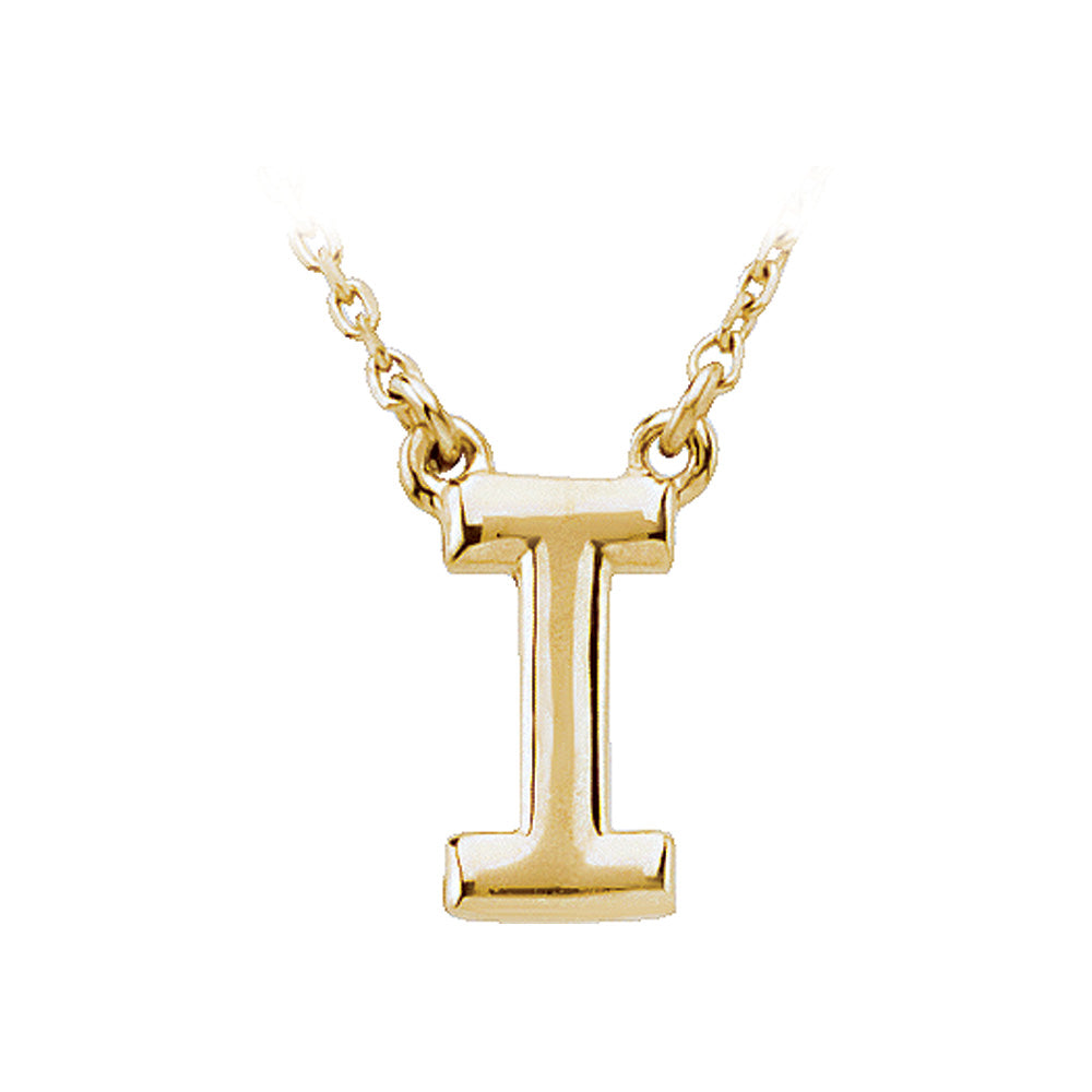 14K Yellow Gold, Kendall Collection, Block Initial I Necklace, 16 Inch, Item N8894-I by The Black Bow Jewelry Co.