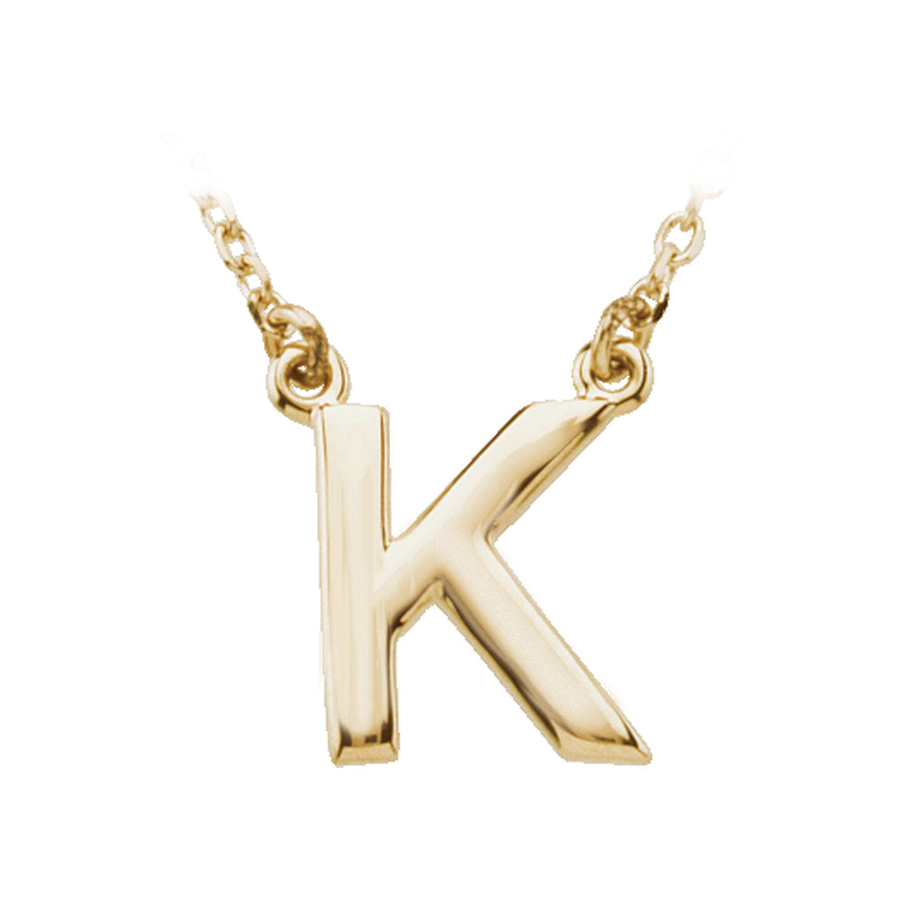 14K Yellow Gold, Kendall Collection, Block Initial K Necklace, 16 Inch, Item N8894-K by The Black Bow Jewelry Co.