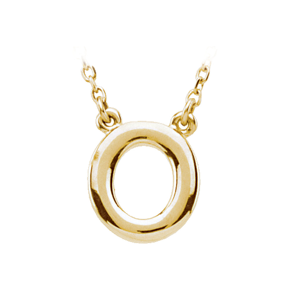 14K Yellow Gold, Kendall Collection, Block Initial O Necklace, 16 Inch, Item N8894-O by The Black Bow Jewelry Co.