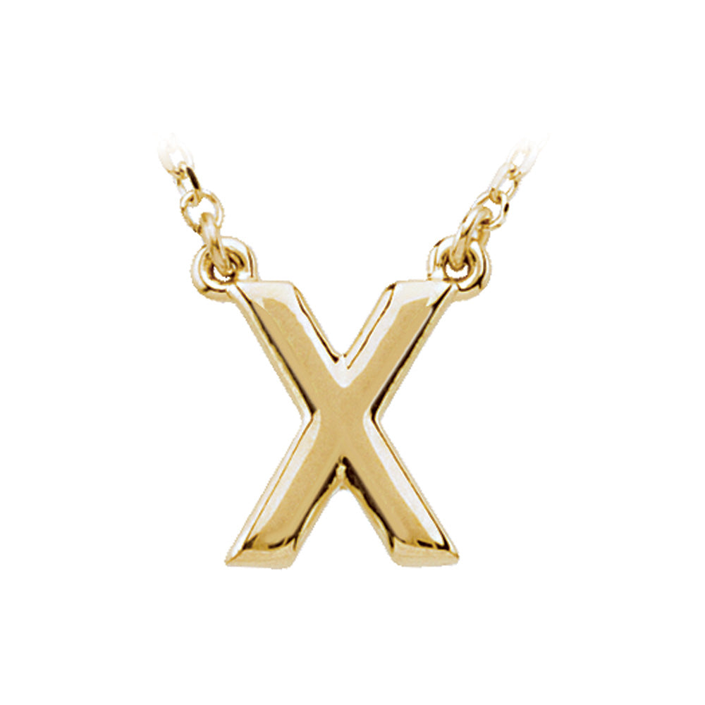 14K Yellow Gold, Kendall Collection, Block Initial X Necklace, 16 Inch, Item N8894-X by The Black Bow Jewelry Co.