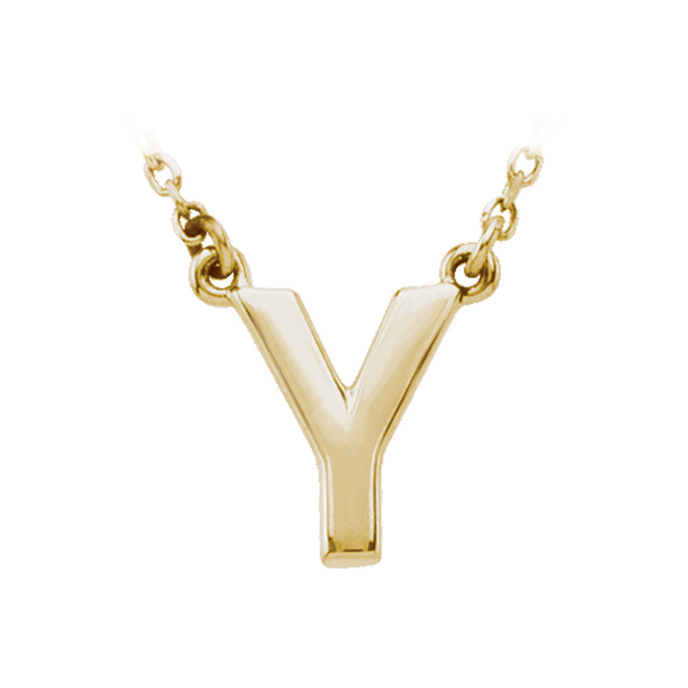 14K Yellow Gold, Kendall Collection, Block Initial Y Necklace, 16 Inch, Item N8894-Y by The Black Bow Jewelry Co.