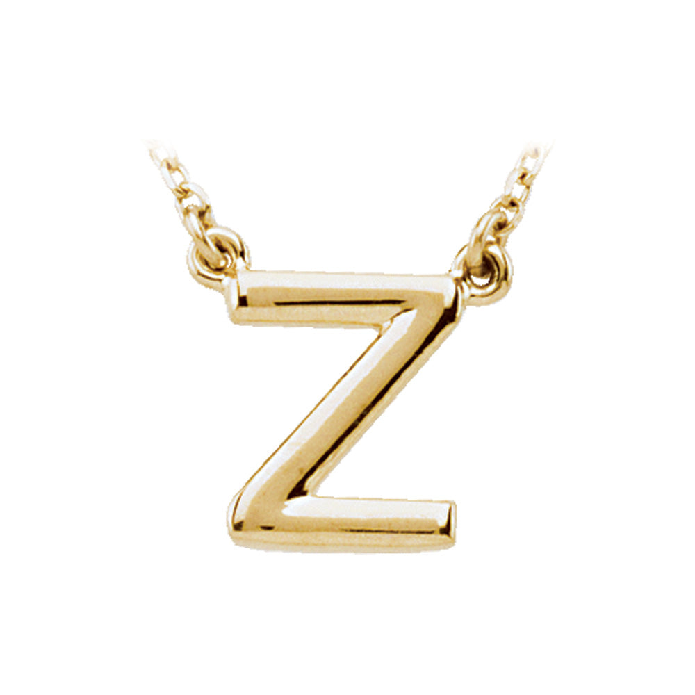 14K Yellow Gold, Kendall Collection, Block Initial Z Necklace, 16 Inch, Item N8894-Z by The Black Bow Jewelry Co.