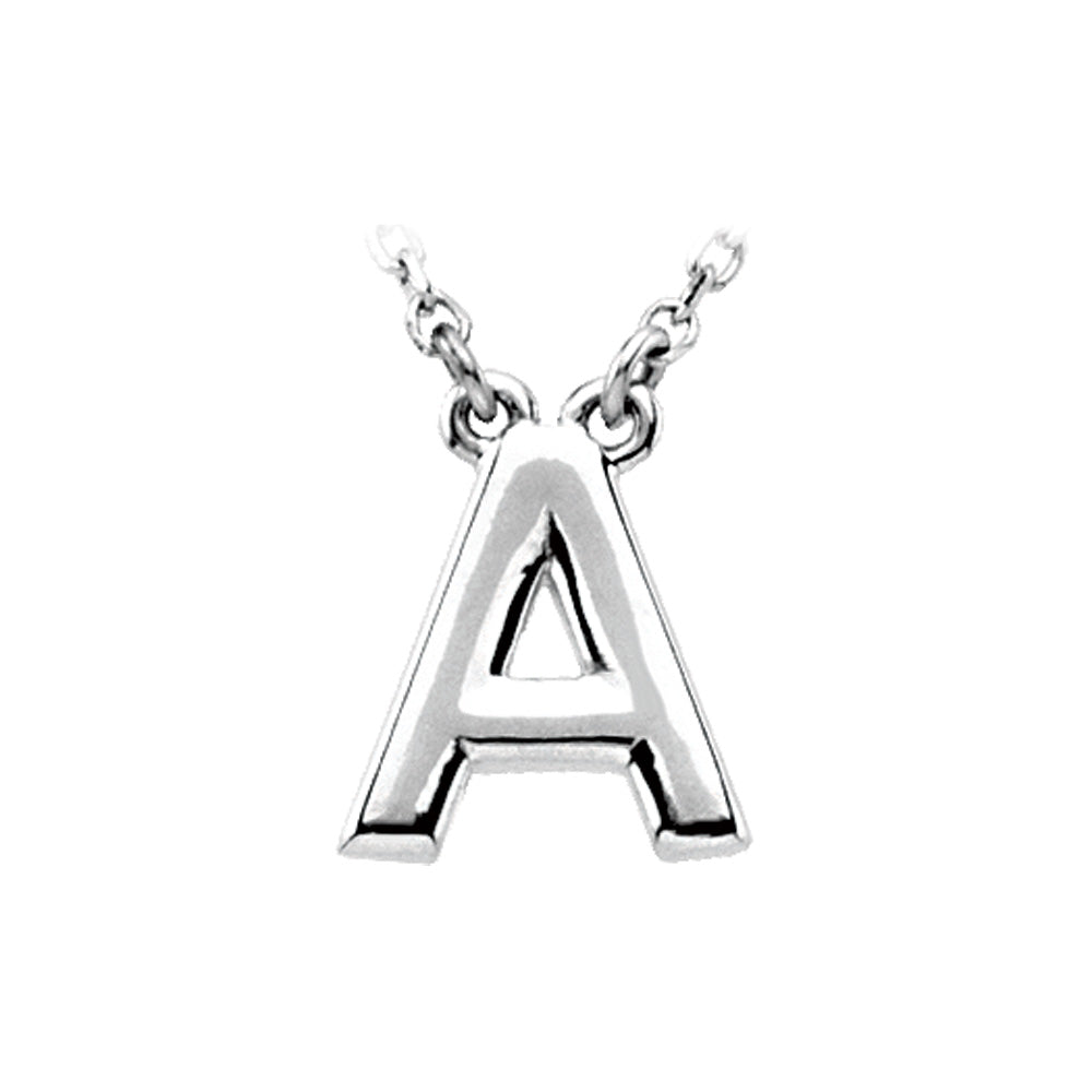 Sterling Silver, Kendall Collection, Block Initial A Necklace, 16 Inch, Item N8895-A by The Black Bow Jewelry Co.