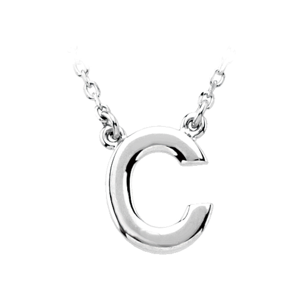 Sterling Silver, Kendall Collection, Block Initial C Necklace, 16 Inch, Item N8895-C by The Black Bow Jewelry Co.