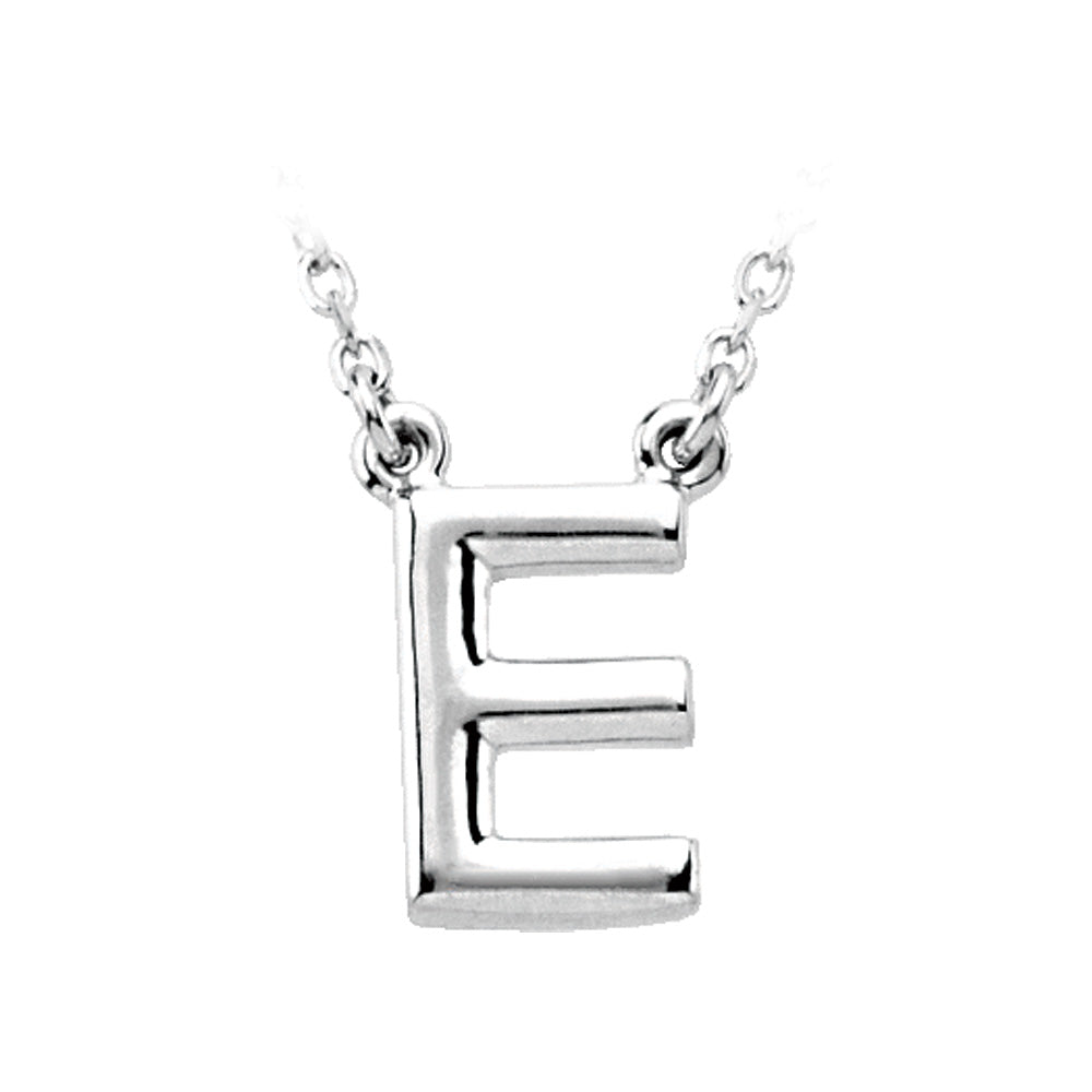 Sterling Silver, Kendall Collection, Block Initial E Necklace, 16 Inch, Item N8895-E by The Black Bow Jewelry Co.