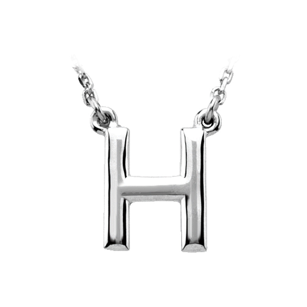 Sterling Silver, Kendall Collection, Block Initial H Necklace, 16 Inch, Item N8895-H by The Black Bow Jewelry Co.