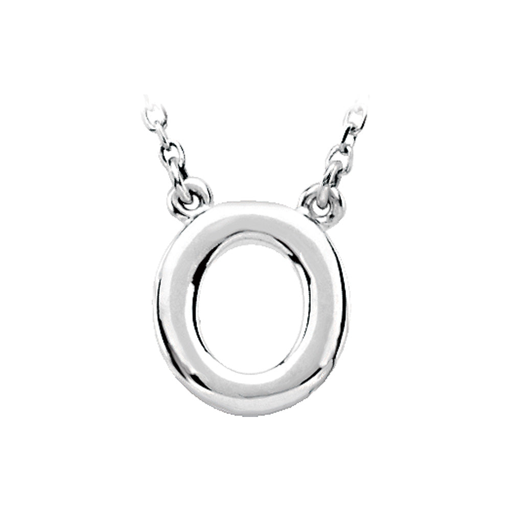 Sterling Silver, Kendall Collection, Block Initial O Necklace, 16 Inch, Item N8895-O by The Black Bow Jewelry Co.