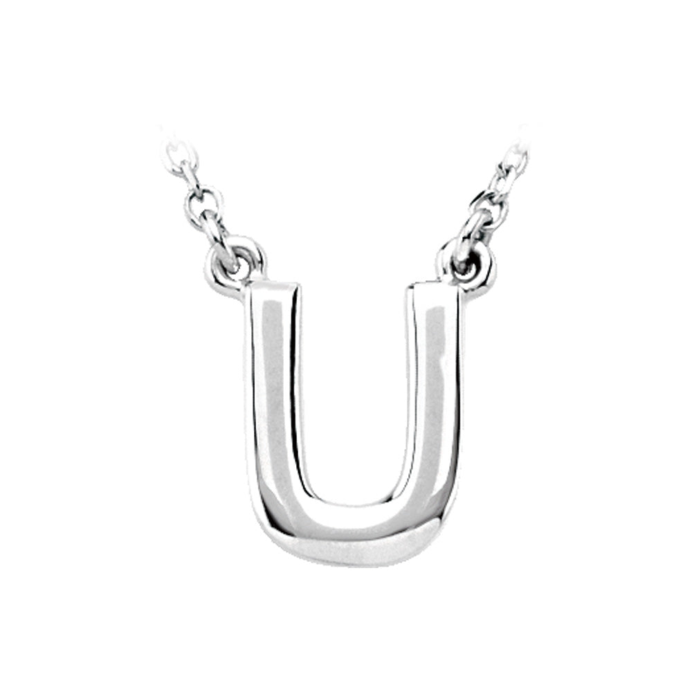 Sterling Silver, Kendall Collection, Block Initial U Necklace, 16 Inch, Item N8895-U by The Black Bow Jewelry Co.