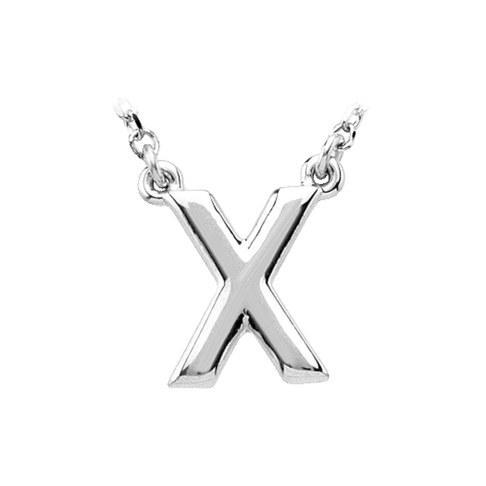 Sterling Silver, Kendall Collection, Block Initial X Necklace, 16 Inch, Item N8895-X by The Black Bow Jewelry Co.