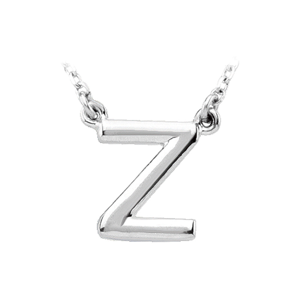 Sterling Silver, Kendall Collection, Block Initial Z Necklace, 16 Inch, Item N8895-Z by The Black Bow Jewelry Co.
