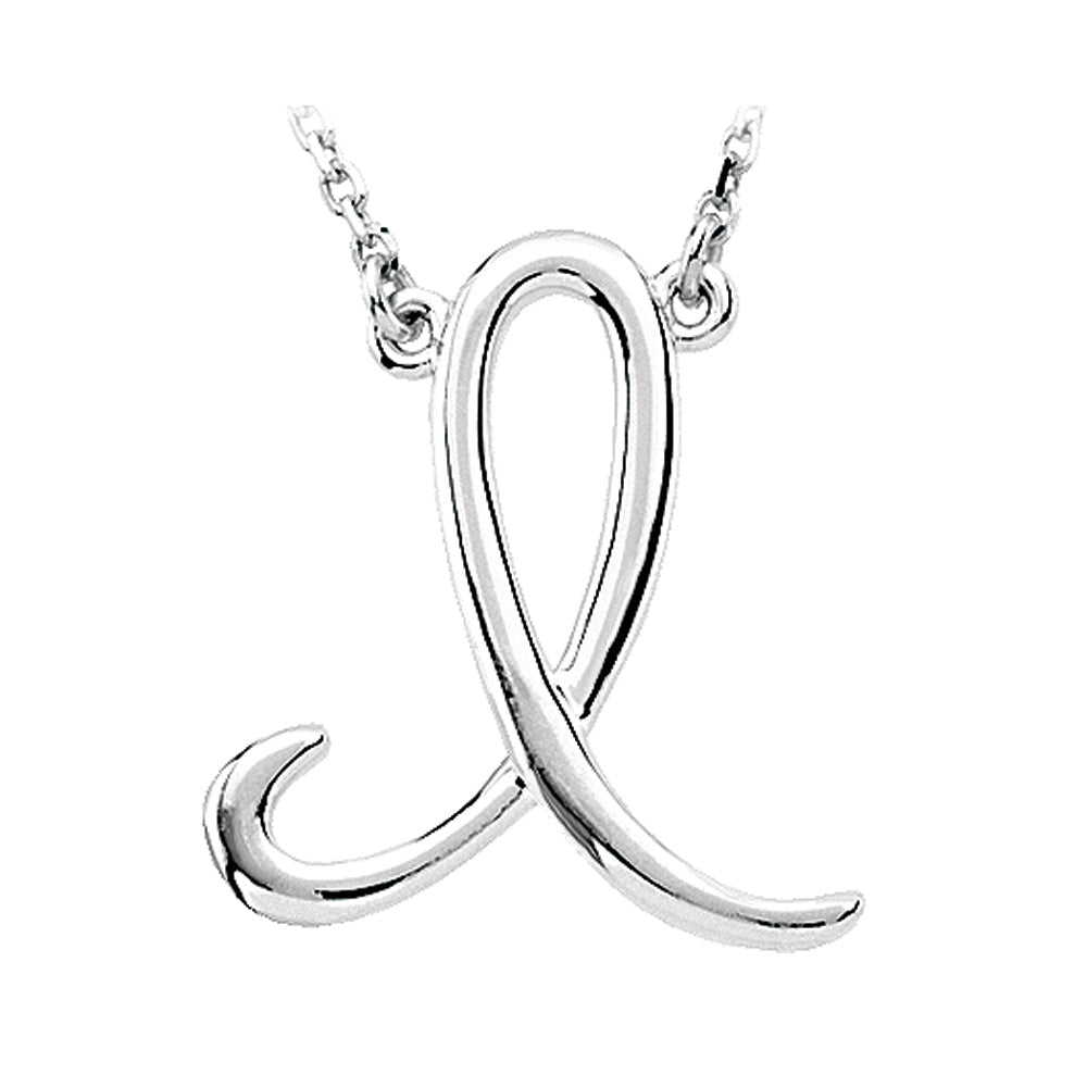 Sterling Silver, Olivia Collection, Medium Script Initial I Necklace, Item N8897-I by The Black Bow Jewelry Co.