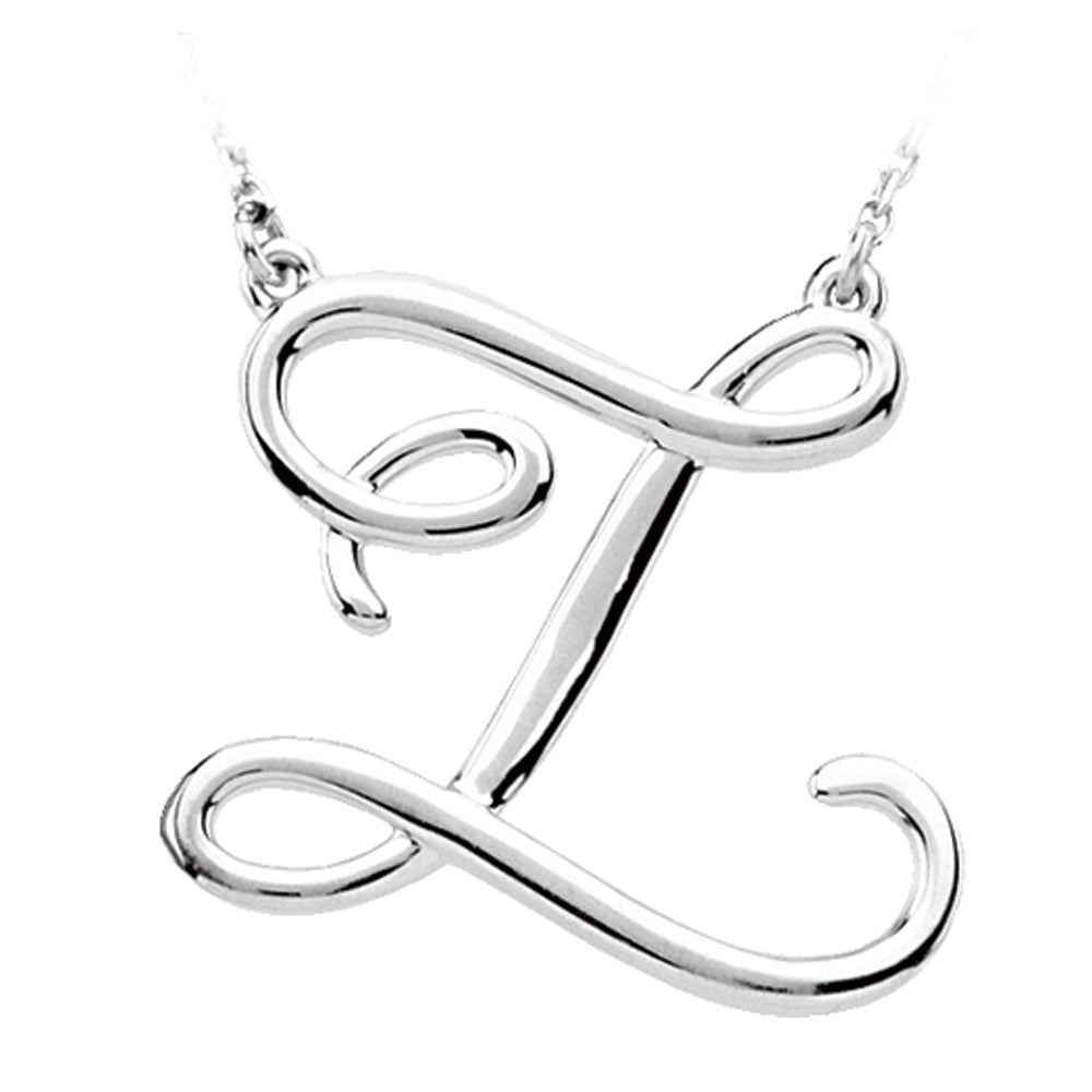 Sterling Silver, Olivia Collection, Medium Script Initial Z Necklace, Item N8897-Z by The Black Bow Jewelry Co.