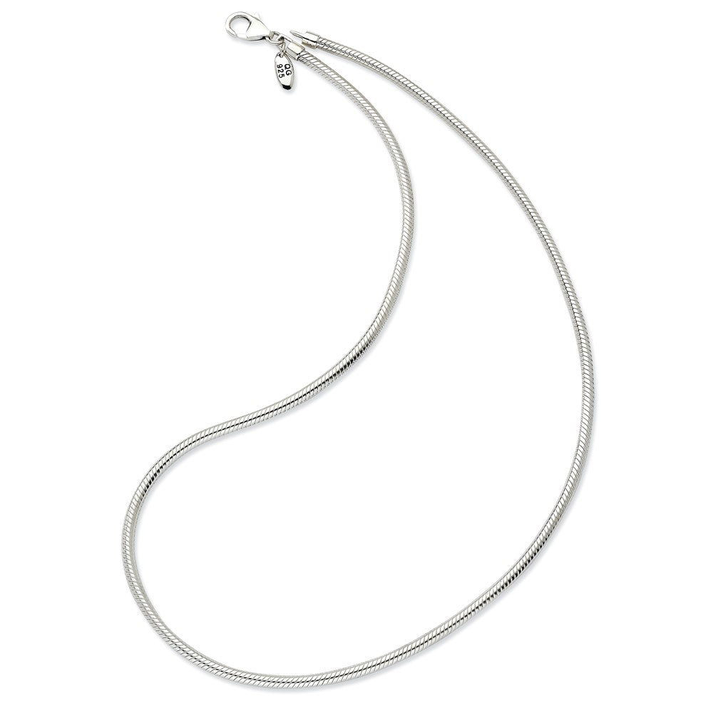 Artisan Snake 3mm Necklace in Sterling Silver for 4mm Charms, Item N8899 by The Black Bow Jewelry Co.