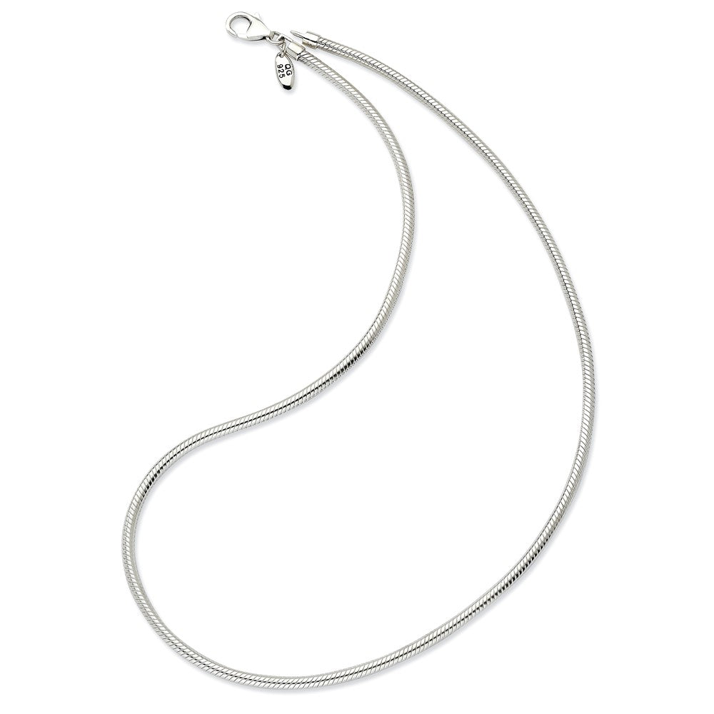 18 Inch Artisan Snake 3mm Necklace for Charms in Silver for 4mm Charms, Item N8899-18 by The Black Bow Jewelry Co.