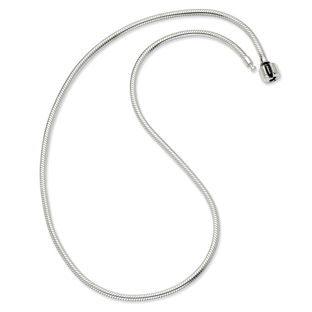 16 Inch Artisan Snake 3mm Charm Necklace in Silver for 4mm Charms, Item N8900-16 by The Black Bow Jewelry Co.