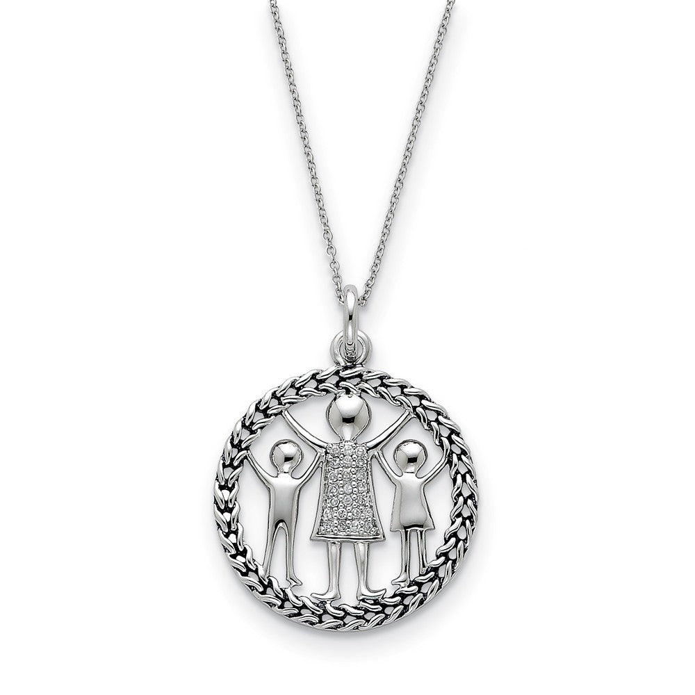 Sterling Silver &amp; CZ Knitted Together By Love Necklace, 18 Inch, Item N8901 by The Black Bow Jewelry Co.