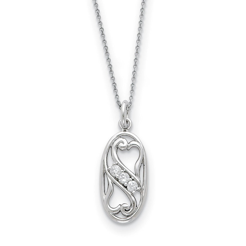 Rhodium Plated Sterling Silver & CZ Best Friends Forever Necklace, Item N8907 by The Black Bow Jewelry Co.
