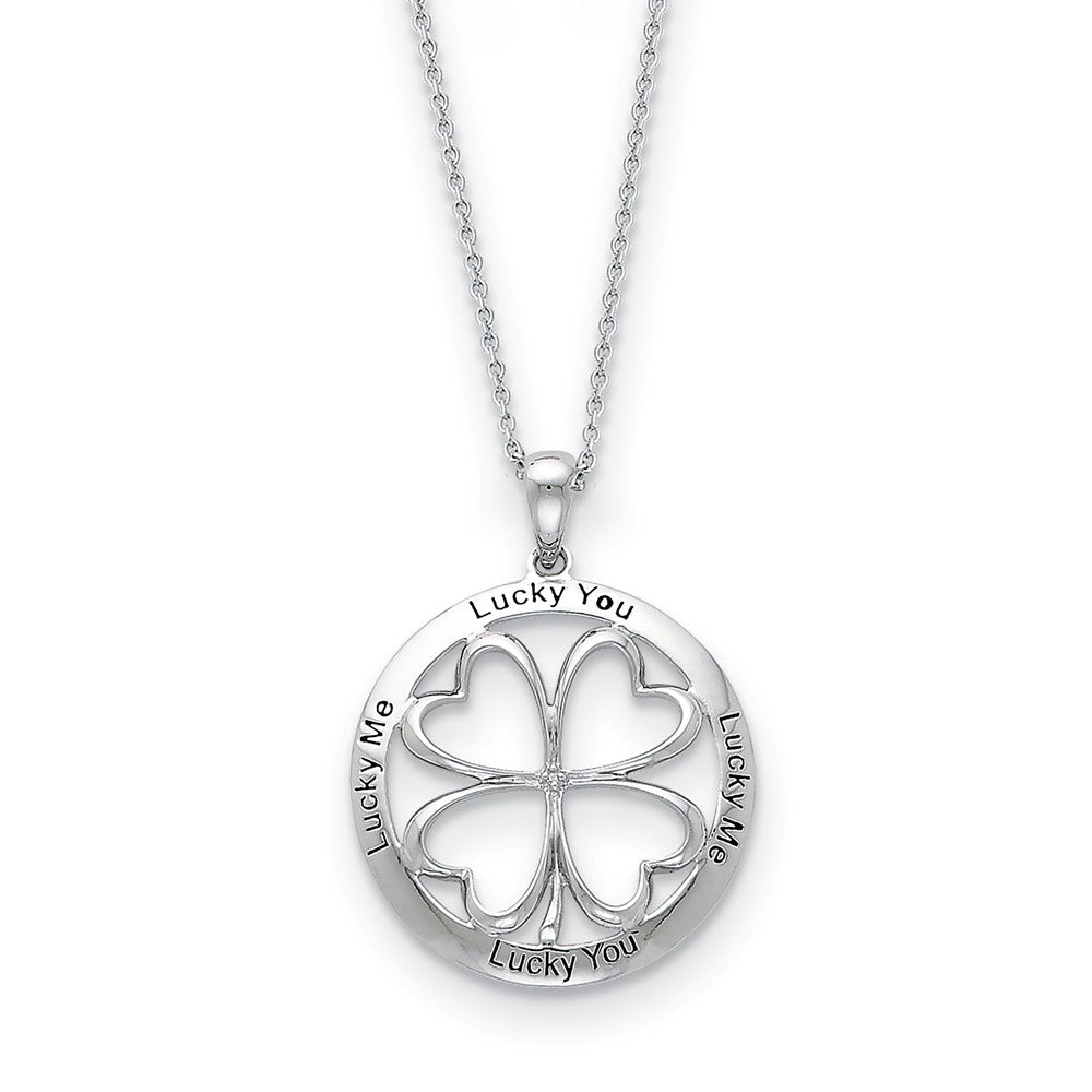 Sterling Silver &amp; CZ Lucky Me, Lucky You, Friendship Necklace, 18 Inch, Item N8909 by The Black Bow Jewelry Co.
