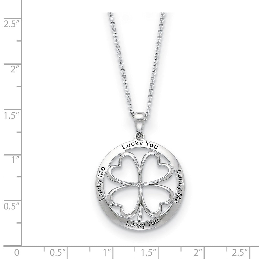 Alternate view of the Sterling Silver &amp; CZ Lucky Me, Lucky You, Friendship Necklace, 18 Inch by The Black Bow Jewelry Co.