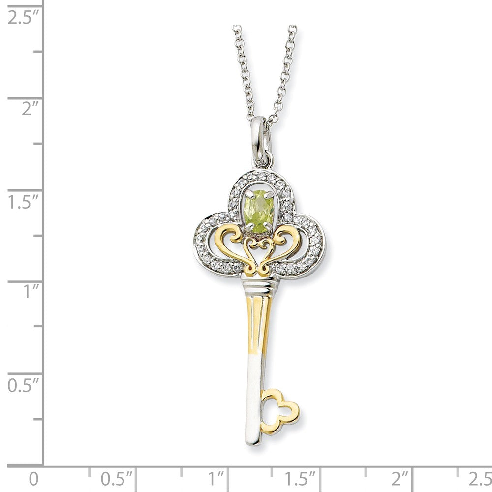 Alternate view of the Rhodium &amp; Gold Tone Plated Sterling Silver Aug CZ Birthstone Necklace by The Black Bow Jewelry Co.