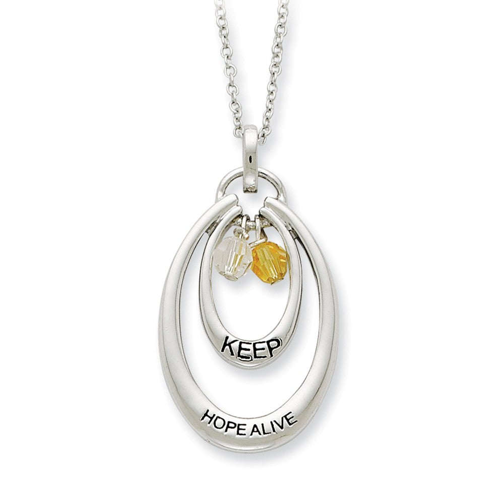 Sterling Silver &amp; CZ, Keep Hope Alive Double Oval Necklace, 18 Inch, Item N8942 by The Black Bow Jewelry Co.