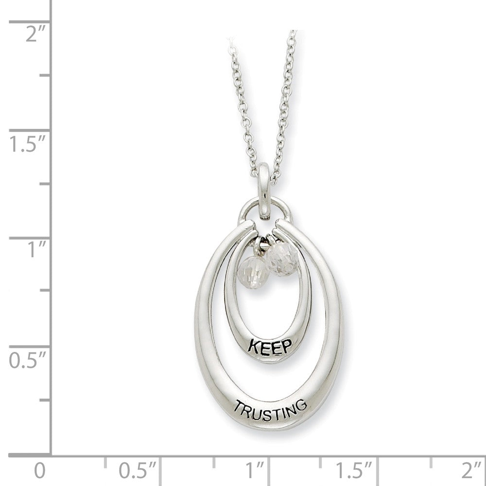 Alternate view of the Sterling Silver &amp; CZ, Keep Trusting Double Oval Necklace, 18 Inch by The Black Bow Jewelry Co.