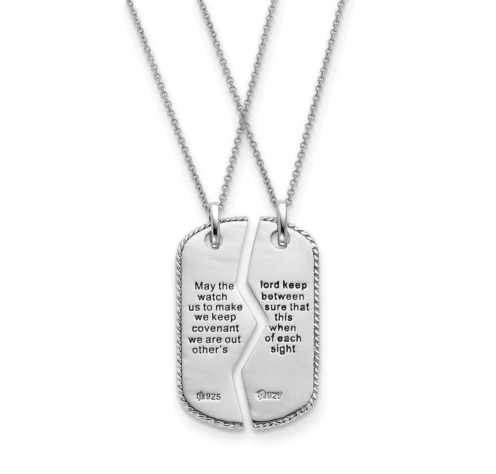 Alternate view of the Rhodium Plated Sterling Silver Military Mizpah Dog Tag for 2 Necklace by The Black Bow Jewelry Co.