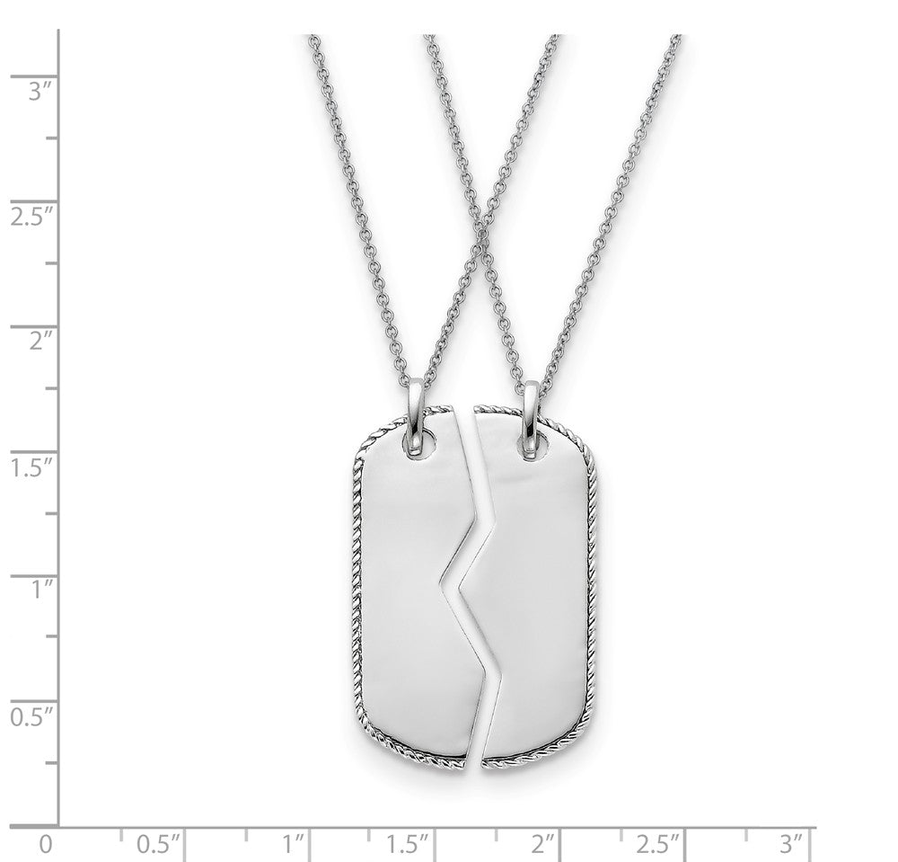 Alternate view of the Rhodium Plated Sterling Silver Military Mizpah Dog Tag for 2 Necklace by The Black Bow Jewelry Co.