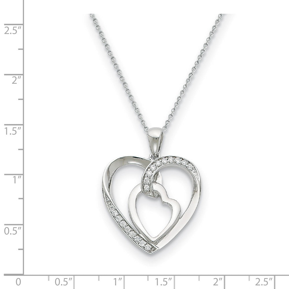 Alternate view of the Rhodium Plated Sterling Silver &amp; CZ My Heart to Yours Necklace, 18 In. by The Black Bow Jewelry Co.