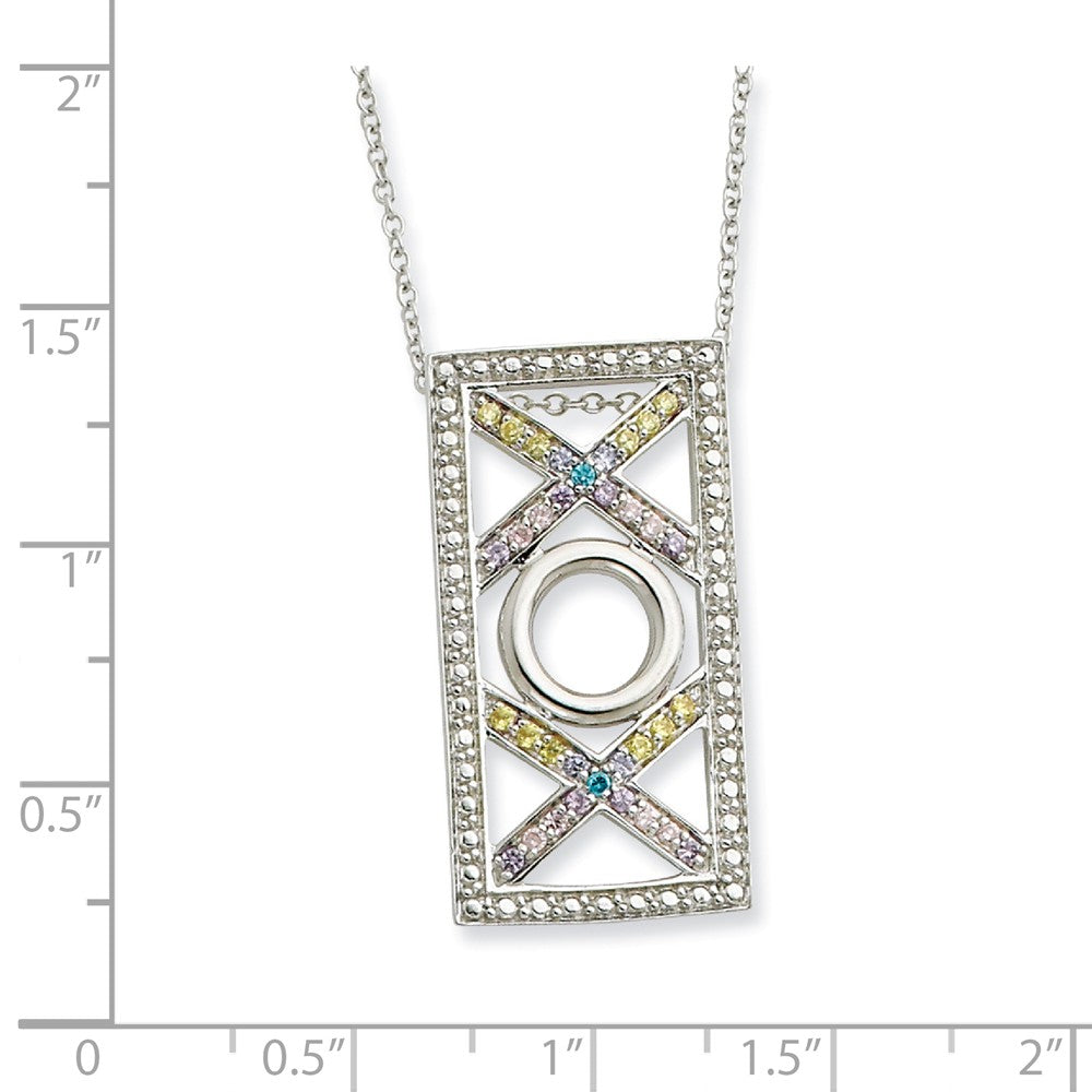Alternate view of the Rhodium Plated Sterling Silver &amp; CZ, Love &amp; Kisses Necklace, 18 Inch by The Black Bow Jewelry Co.