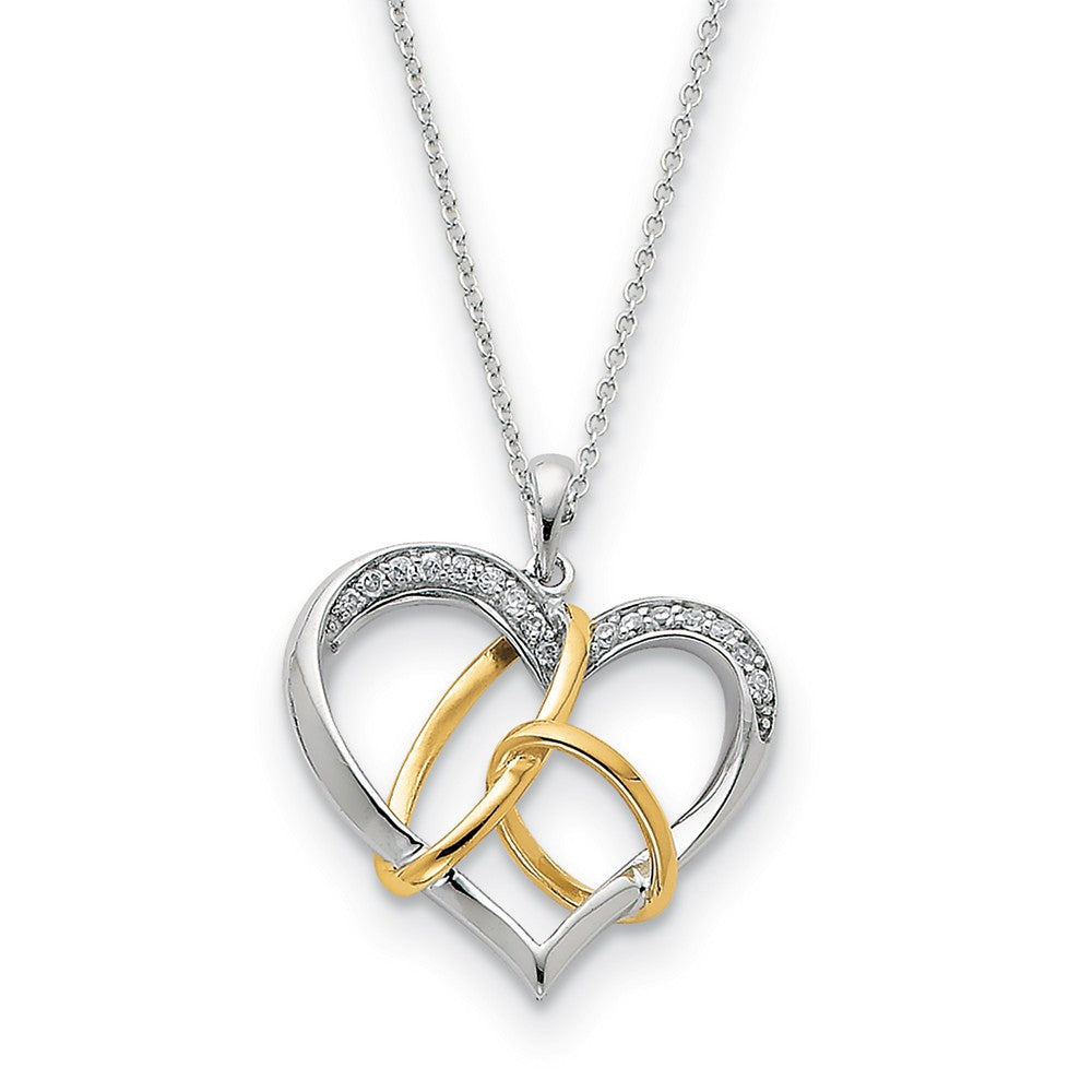 Rhodium &amp; Gold Tone Plated Sterling &amp; CZ To Have &amp; To Hold Necklace, Item N8962 by The Black Bow Jewelry Co.