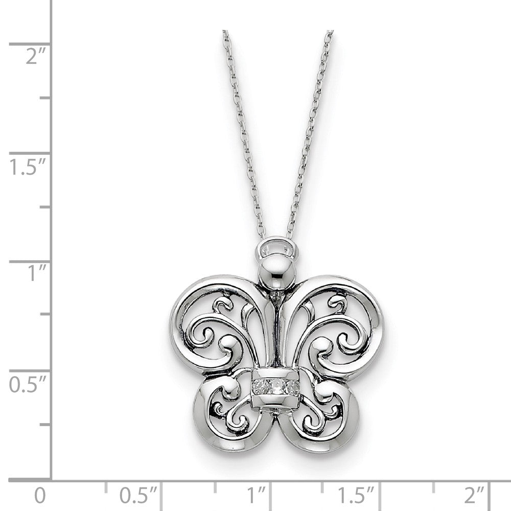 Alternate view of the Rhodium Plated Sterling Silver &amp; CZ Courageous Angel Necklace, 18 Inch by The Black Bow Jewelry Co.