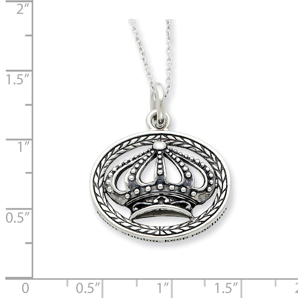 Alternate view of the Rhodium Plated Silver Keep Shining, Keep Reaching, Crown Necklace by The Black Bow Jewelry Co.