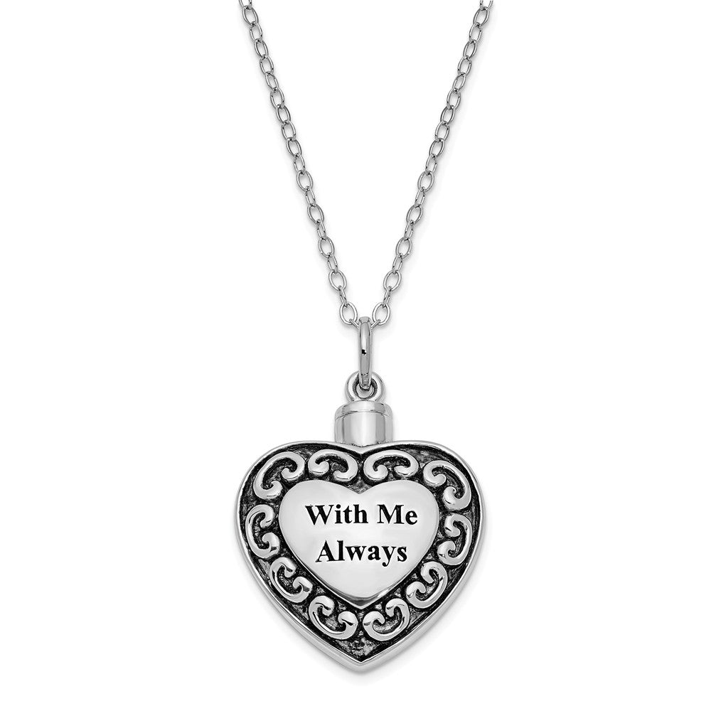 Sterling Silver With Me Always Heart Ash Holder Necklace, 18 Inch, Item N9030 by The Black Bow Jewelry Co.