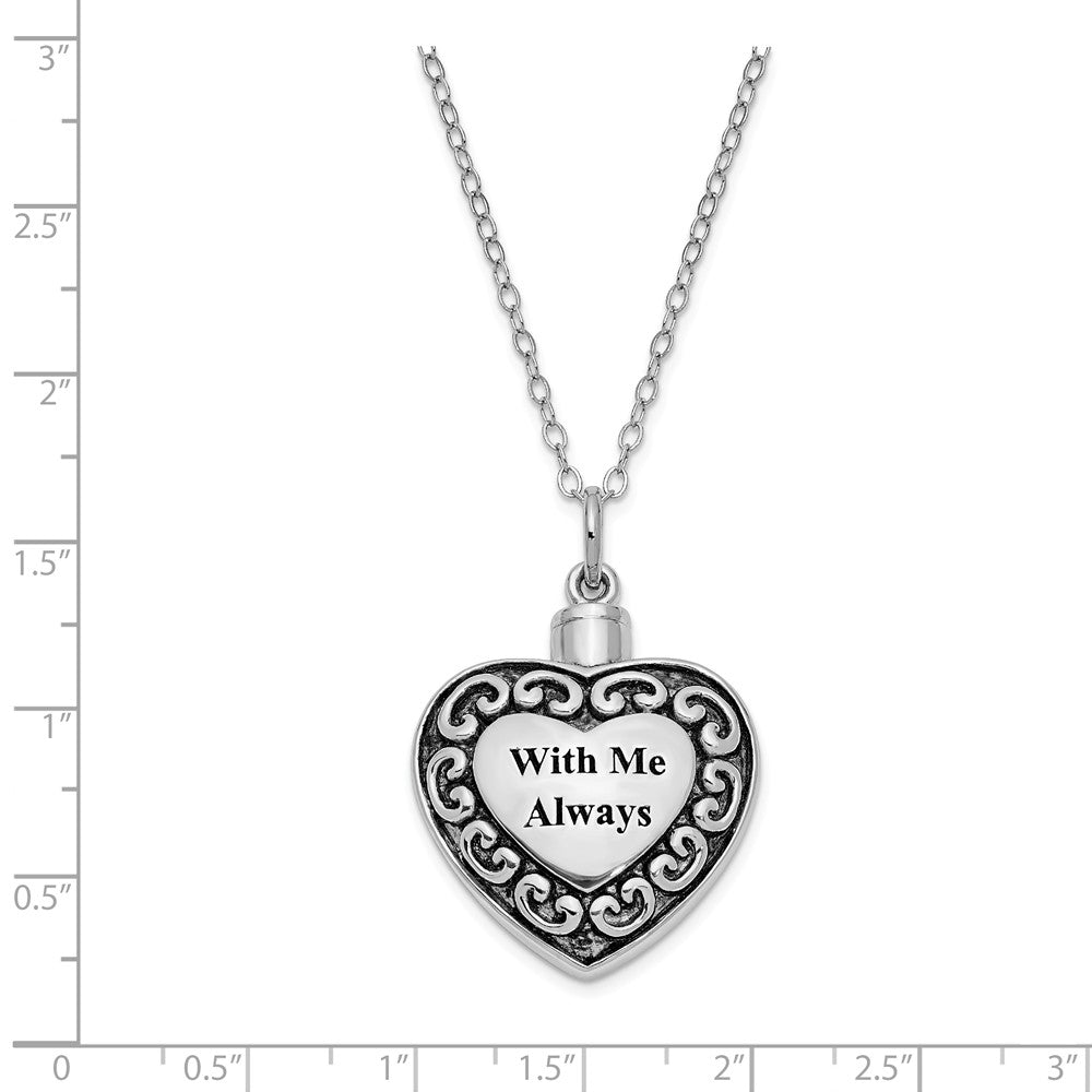 Alternate view of the Sterling Silver With Me Always Heart Ash Holder Necklace, 18 Inch by The Black Bow Jewelry Co.