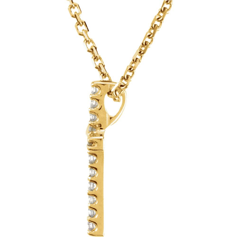 Alternate view of the .085 cttw Diamond Cross Necklace in 14k Yellow Gold by The Black Bow Jewelry Co.