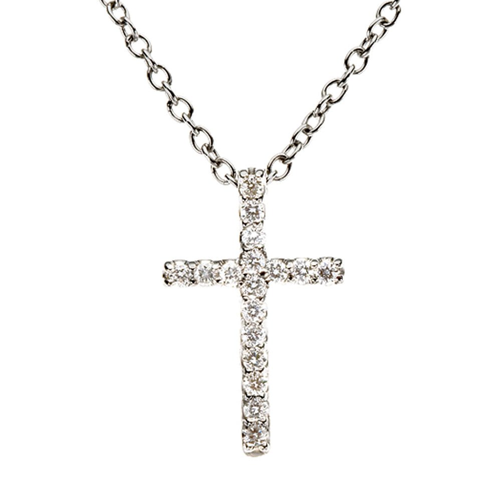 .085 cttw Diamond Cross Necklace in Platinum, Item N9130 by The Black Bow Jewelry Co.