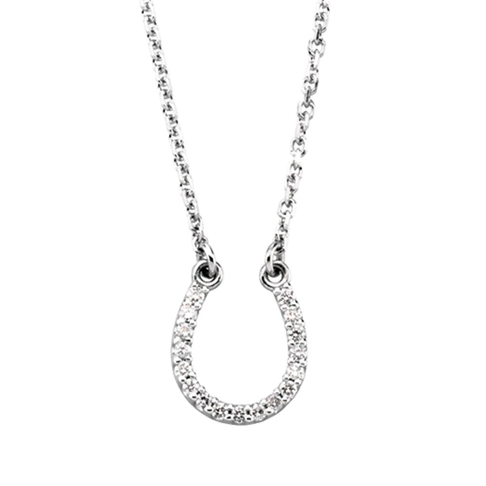 .08 cttw Diamond Horseshoe Necklace in 14k White Gold, Item N9133 by The Black Bow Jewelry Co.