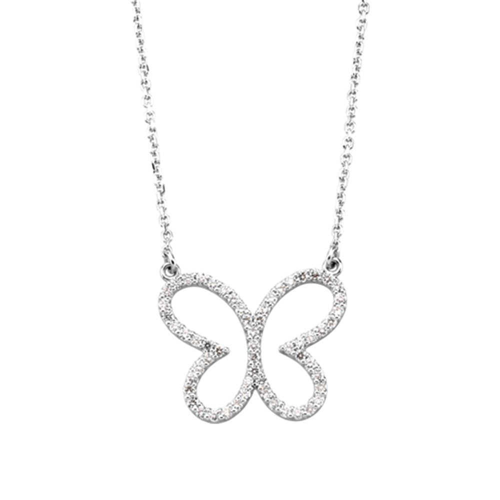 1/3 cttw Diamond Butterfly Necklace in 14k White Gold, Item N9139 by The Black Bow Jewelry Co.