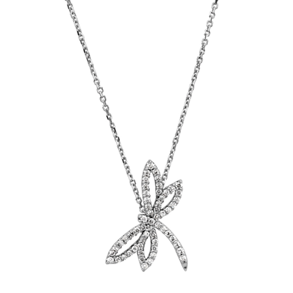 1/3 cttw Diamond Dragonfly Necklace in 14k White Gold, Item N9143 by The Black Bow Jewelry Co.