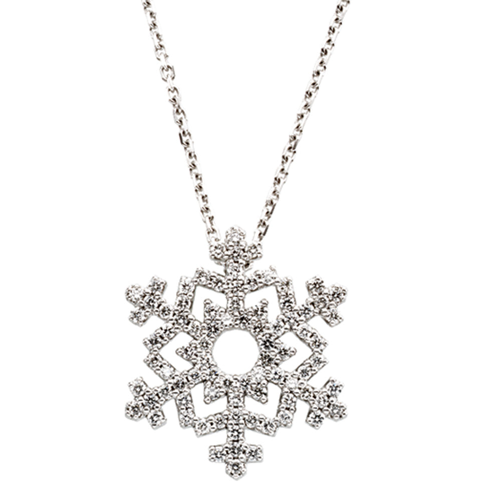 3/8 cttw Diamond Snowflake Necklace in 14k White Gold, Item N9145 by The Black Bow Jewelry Co.