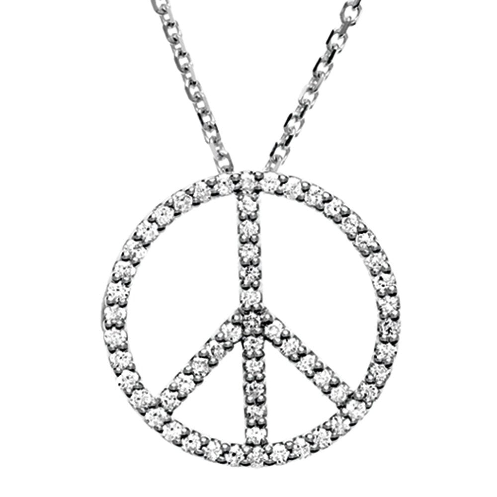1/3 Carat Diamond Peace Sign Necklace in Platinum, Item N9157 by The Black Bow Jewelry Co.