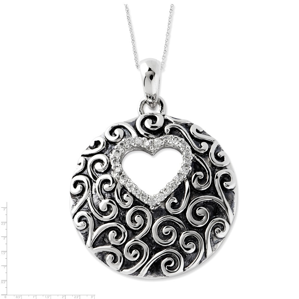 Alternate view of the Rhodium Plated Sterling &amp; CZ The Heart of A Family Necklace, 18 Inch by The Black Bow Jewelry Co.