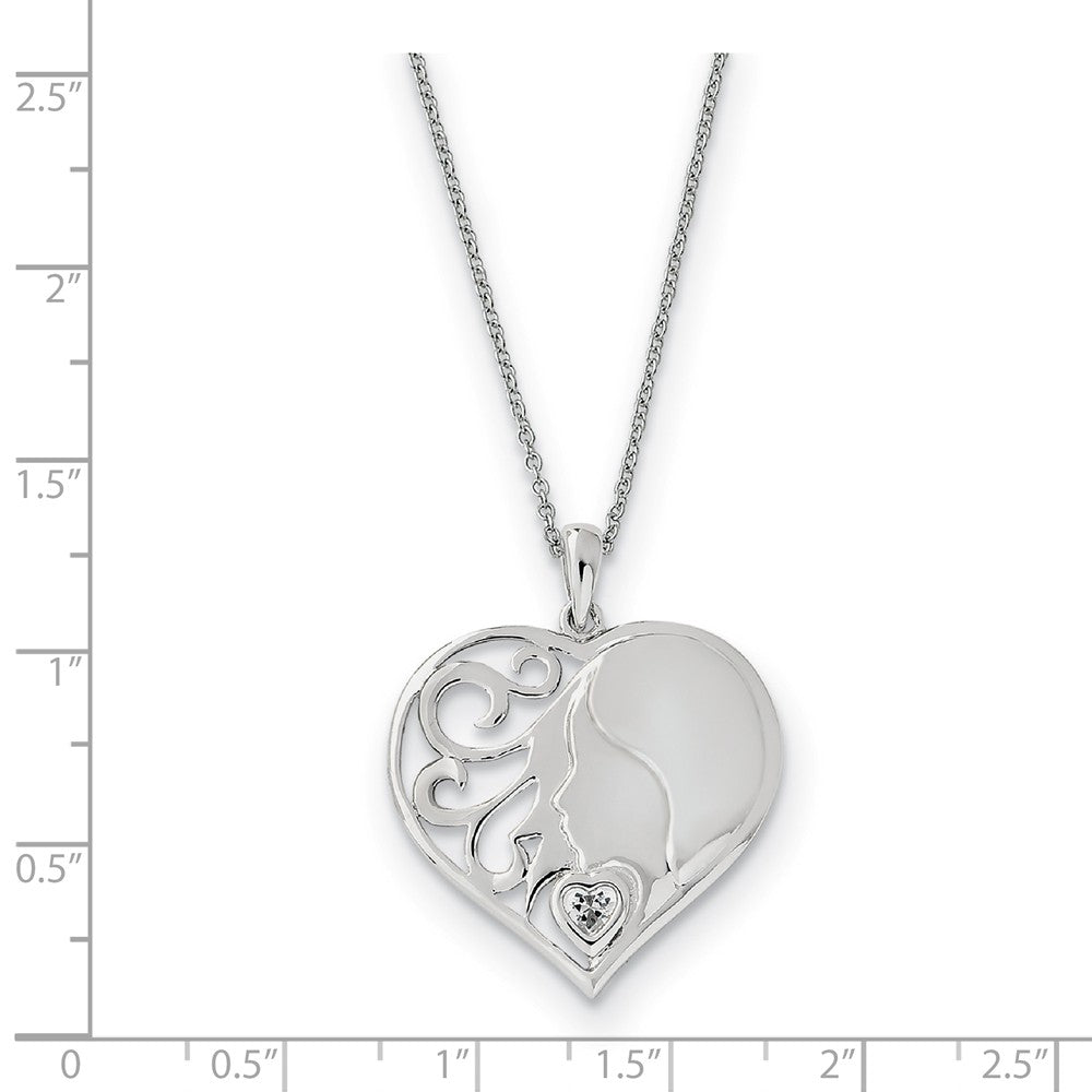 Alternate view of the Sterling Silver &amp; CZ My Daughter, My Heart&#39;s Treasure Necklace, 18 In. by The Black Bow Jewelry Co.