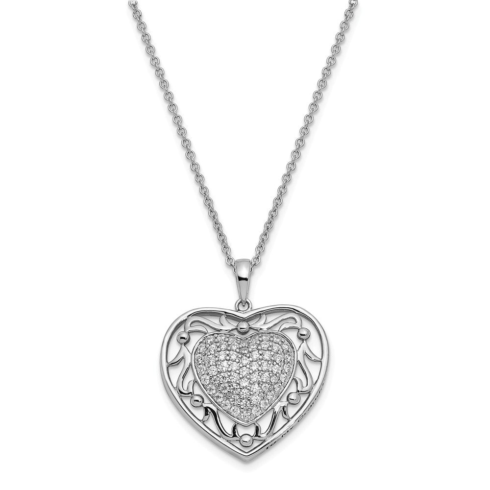 Rhodium Plated Sterling Silver & CZ My Granddaughter Necklace, 18 Inch, Item N9330 by The Black Bow Jewelry Co.